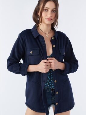 NWT O’Neill Night Sky Blue Collins Solid Fleece Top Size Small
